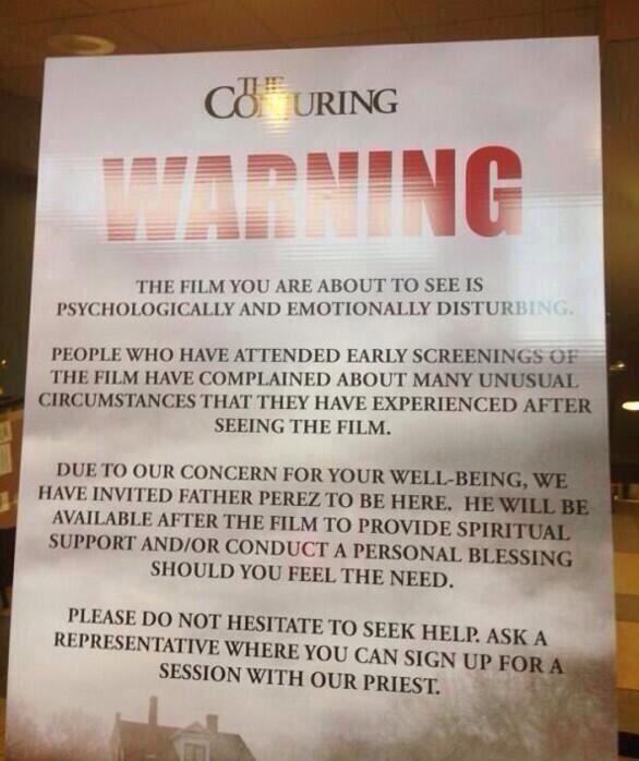 Conjuring-warning poster
