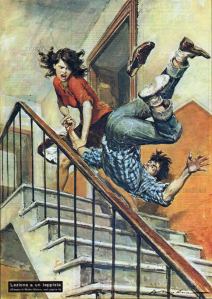 Walter Molino-throwing guy down stairs