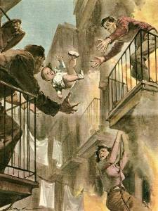 Walter Molino-tossing baby from fire